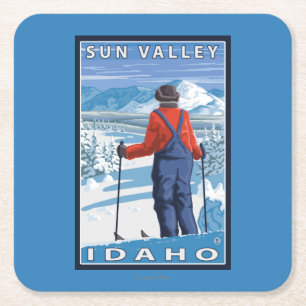 Beundra för Skier - Sun Valley, Idaho Underlägg Papper Kvadrat
