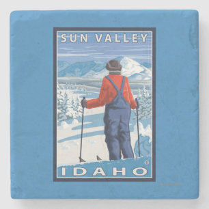 Beundra för Skier - Sun Valley, Idaho Underlägg Sten