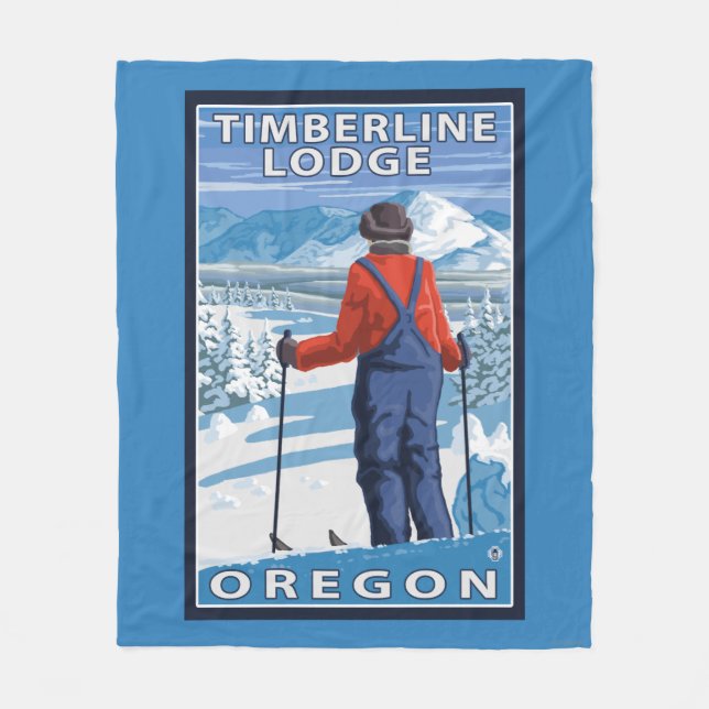 Beundra för Skier - Timberlineloge, Oregon Fleecefilt (Framsidan)