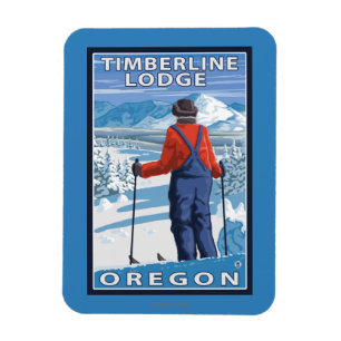 Beundra för Skier - Timberlineloge, Oregon Magnet