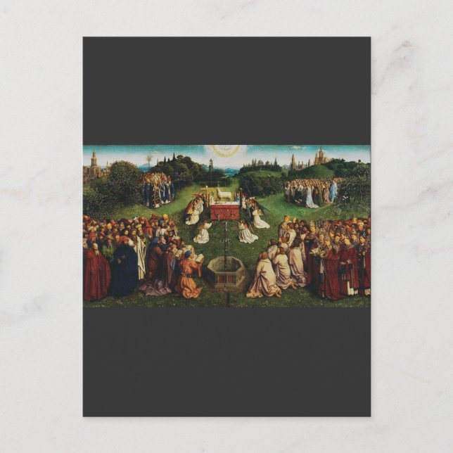 Beundran av Lammet av Jan van Eyck Vykort (Framsida)