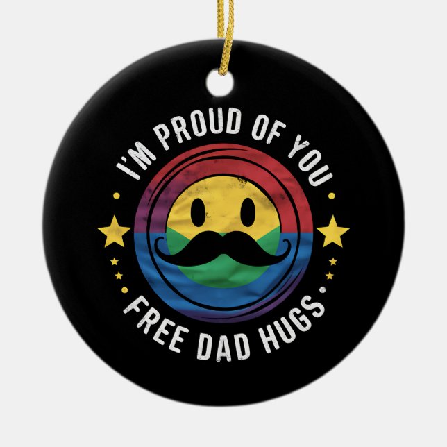 Beundran för er fria Pappa Hugs Gay pride Ally LGB Julgransprydnad Keramik (Framsidan)