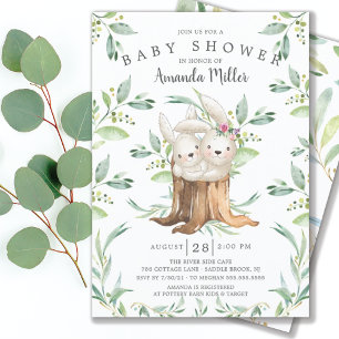 Beundransvärd Baby Bunny Bunny Mamma Baby Shower Inbjudningar