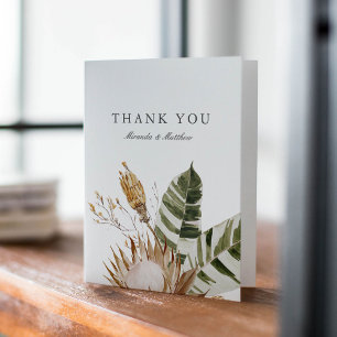 Bevacker Boho Botanical Blommigt Bröllop White Tack Kort