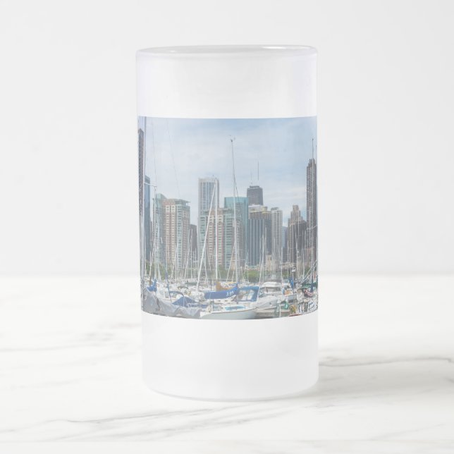 Bevacker Chicago Harbour Frosted Glass Beer Mugg (Center)