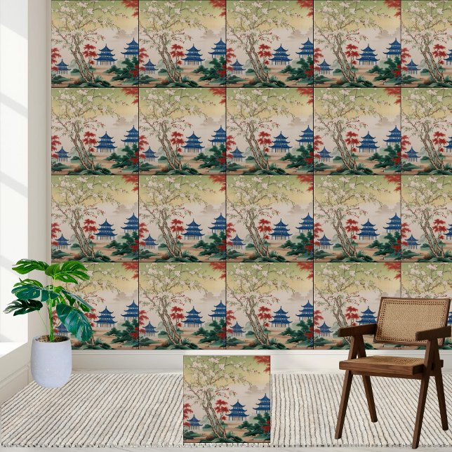 Bevacker Chinoiserie Botanical Tile Kakelplatta (Beautiful Chinoiserie Botanical Tile)