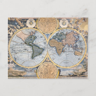 Bevackert Antique Atlas Karta Vykort