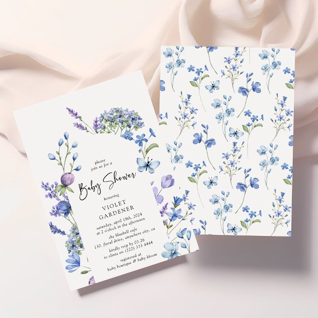 Bevackert Arch Blue Wildblomme Baby Shower Inbjudningar (Skapare uppladdad)