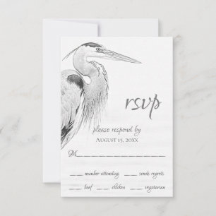Bevackert Blue Heron Vatten Bird Sketch Bröllop OSA Kort