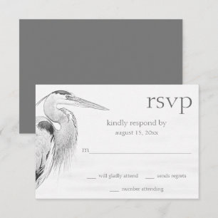 Bevackert Blue Heron Vatten Bird Sketch Bröllop OSA Kort
