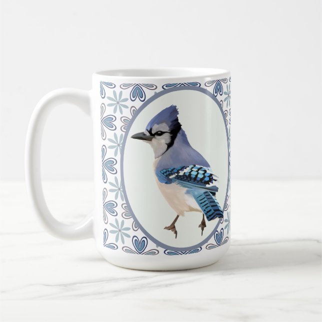 Bevackert Blue Jay Bird Kaffemugg (Vänster)
