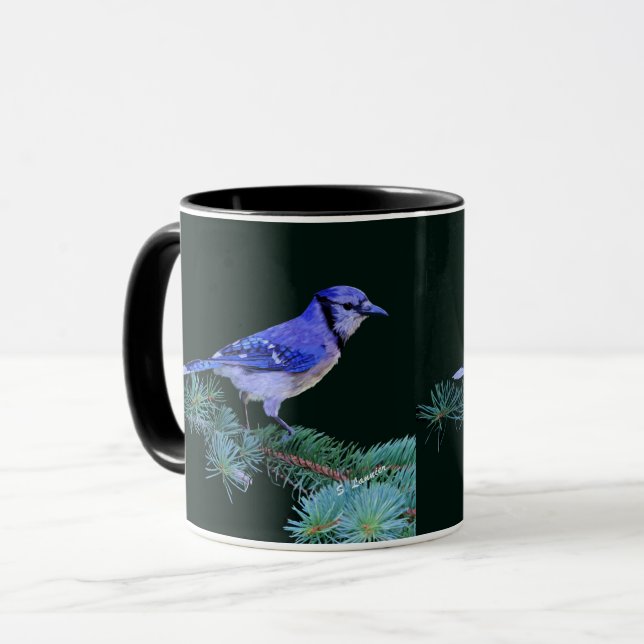 Bevackert Blue Jay Bird Mugg (Framsida vänster)