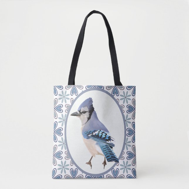 Bevackert Blue Jay Bird Tygkasse (Framsida)