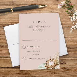 Bevackert Boho Botanical Neutralt Bröllop Reply OSA Kort