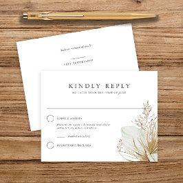 Bevackert Boho Botanical White Bröllop Reply OSA Kort