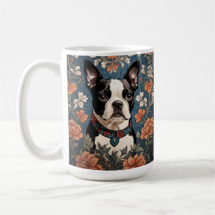 Bevackert Boston Terrier William Morris Inspired Kaffemugg