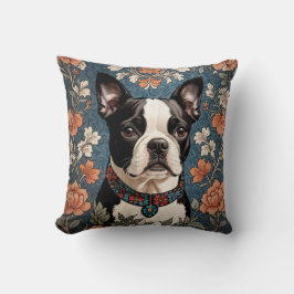 Bevackert Boston Terrier William Morris Inspired Kudde