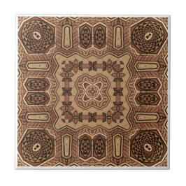 Bevackert Brown Mosaic Mandala Seamless Mönster Kakelplatta