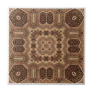 Bevackert Brown Mosaic Mandala Seamless Mönster Kakelplatta