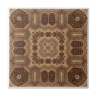 Bevackert Brown Mosaic Mandala Seamless Mönster Kakelplatta