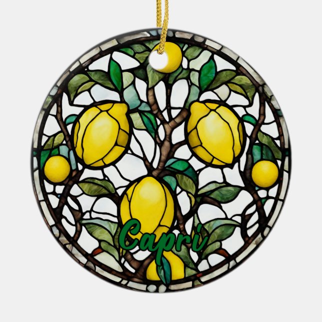 Bevackert Capri Lemon Träd Souvenir Julgransprydnad Keramik (Framsidan)