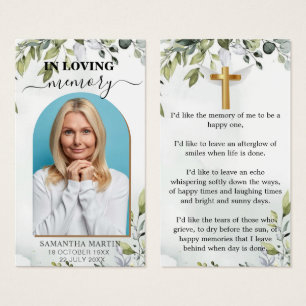 Bevackert Eucalyptus Memorial Funeral Bookmark Visitkort