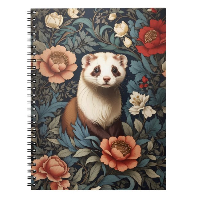 Bevackert Ferret William Morris Inspired Anteckningsbok (Framsidan)
