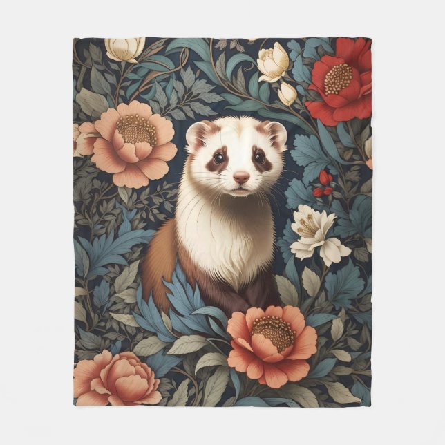 Bevackert Ferret William Morris Inspired Fleecefilt (Framsidan)
