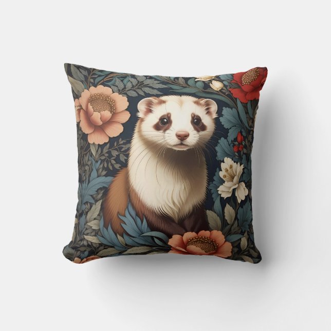 Bevackert Ferret William Morris Inspired Kudde (Framsida)
