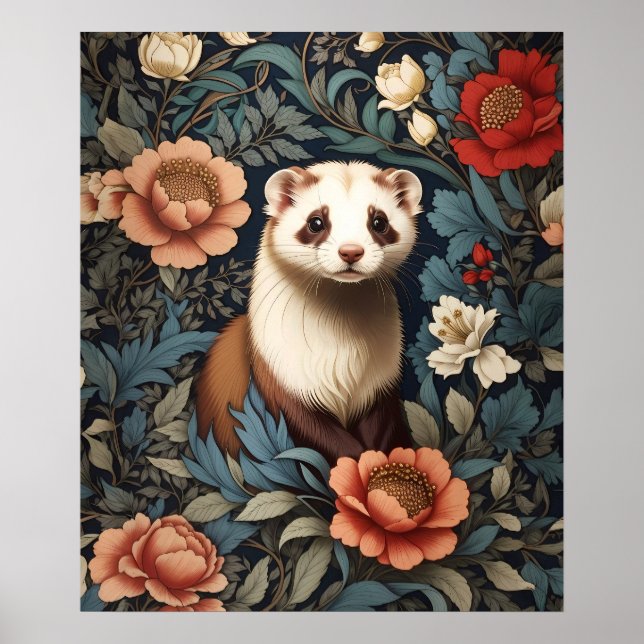 Bevackert Ferret William Morris Inspired Poster (Framsidan)