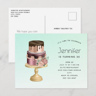 Bevackert Glam Party Cake Birthday Inbjudan Vykort