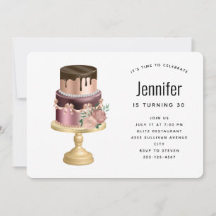 Bevackert Glam Party Cake Birthday Inbjudningar
