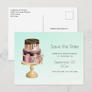 Bevackert Glam Party Cake Save Date Inbjudan Vykort
