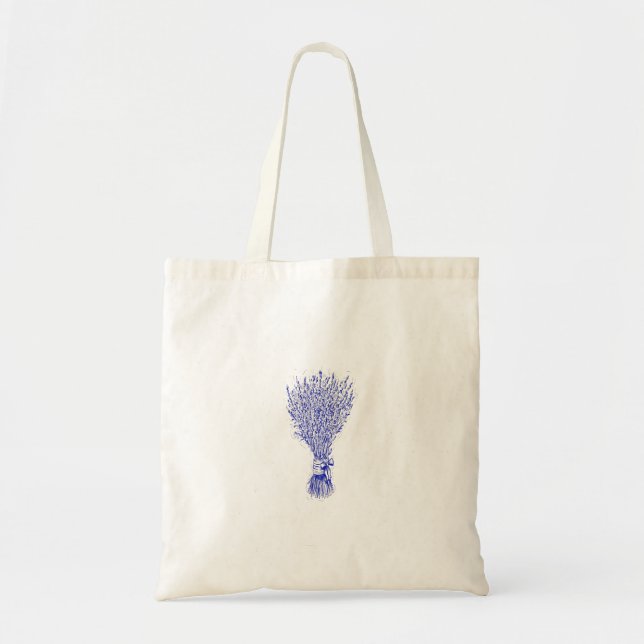 Bevackert Lavender Flower Botanical Teckning Tygkasse (Framsidan)