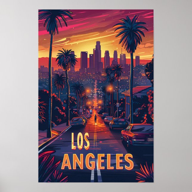 Bevackert Los Angeles USA Illustration Travel Poster (Framsidan)