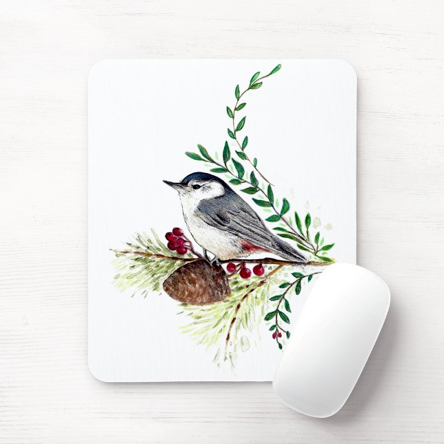 Bevackert Nuthatch Bird Musmatta (Beautiful Nuthatch Bird Mouse Pad from Jenn's Emporium.)