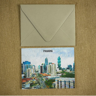 Bevackert Panama City Oil Paint Cityscape Vykort