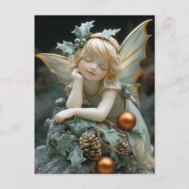 Bevackert Porcelain Fairy Holly Pinecones Ornament Vykort