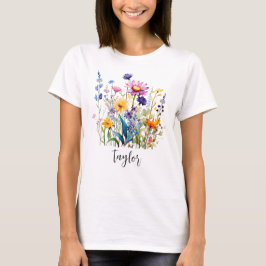 Bevackert Watercolor Wildblombotaniska Garden T Shirt