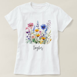 Bevackert Watercolor Wildblombotaniska Garden T Shirt
