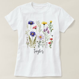 Bevackert Watercolor Wildblombotaniska Garden T Shirt