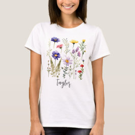 Bevackert Watercolor Wildblombotaniska Garden T Shirt