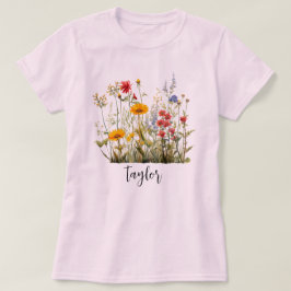 Bevackert Watercolor Wildblombotaniska Garden T Shirt