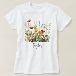 Bevackert Watercolor Wildblombotaniska Garden T Shirt