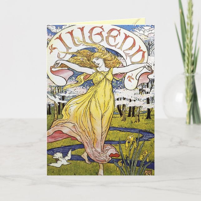 Bevackra Art nouveau-hälsningskort Kort (Framsida)