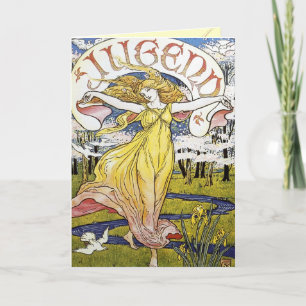 Bevackra Art nouveau-hälsningskort Kort