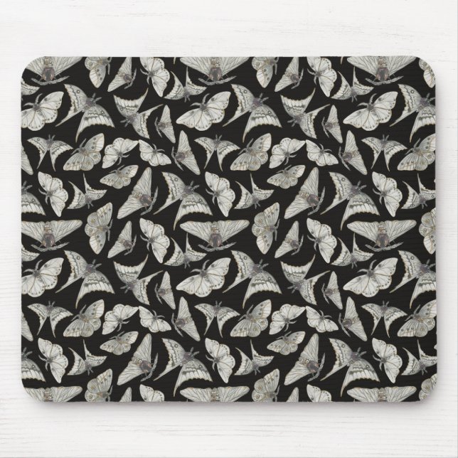 Bevackra Black Beige Moth Butterfly Mönster Musmatta (Framsidan)