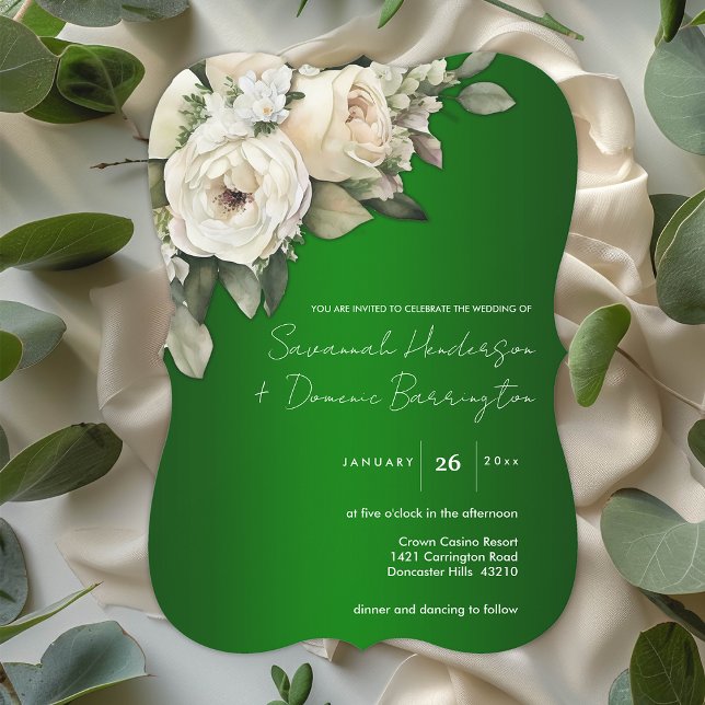 Bevackra Boho Ro på Emerald Grönt Bröllop Inbjudningar (Skapare uppladdad)