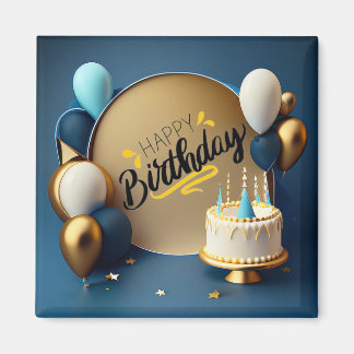 Bevackra Cake Grattis på födelsedagen presenterar  Magnet