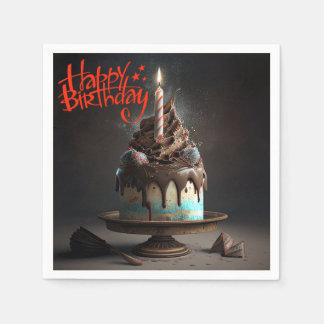 Bevackra Cake Grattis på födelsedagen presenterar  Pappersservett